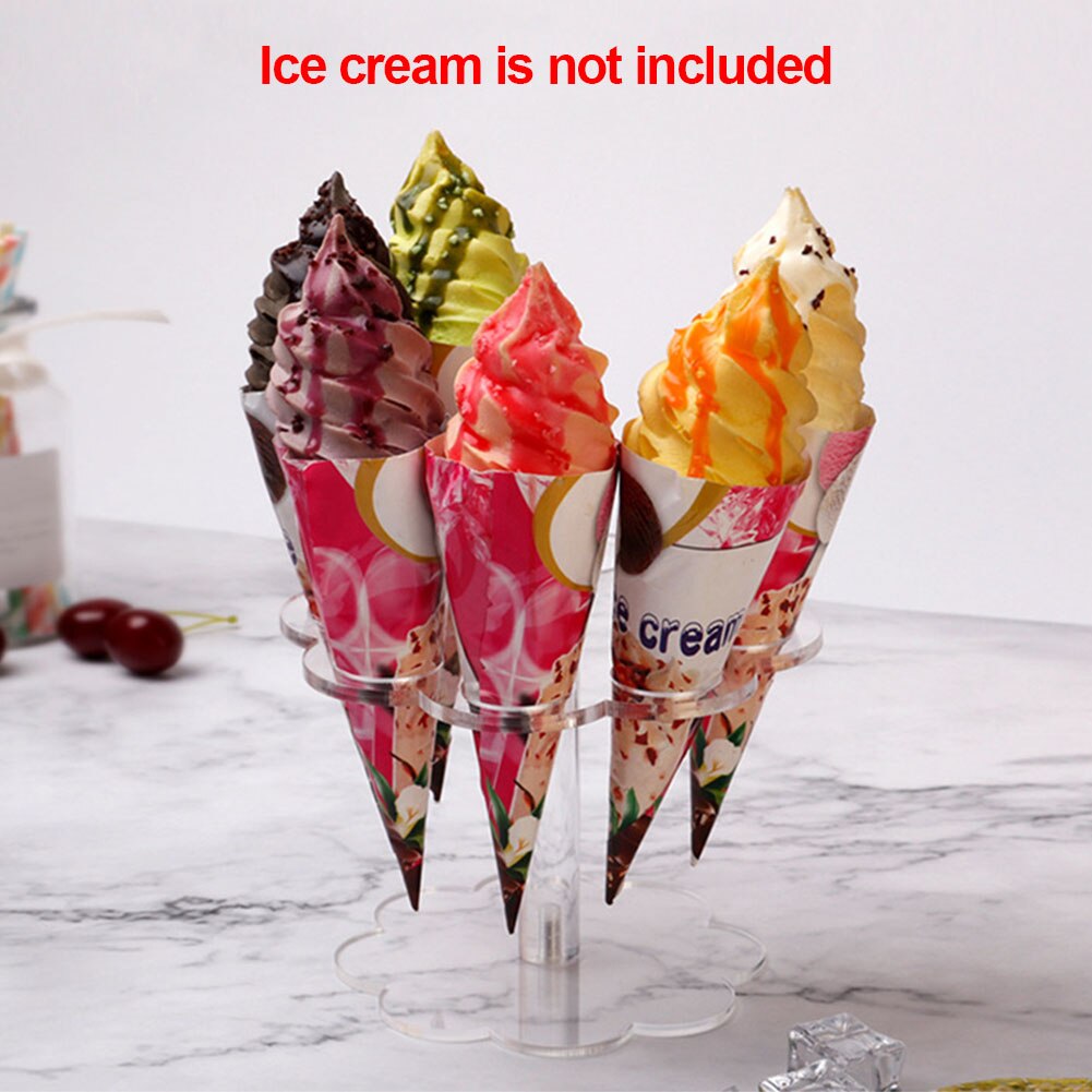 8 Holes Party Stand Ice Cream Cone Holder Home Detachable Graduation Kitchen Transparent Acrylic DIY Practical Wedding Reusable
