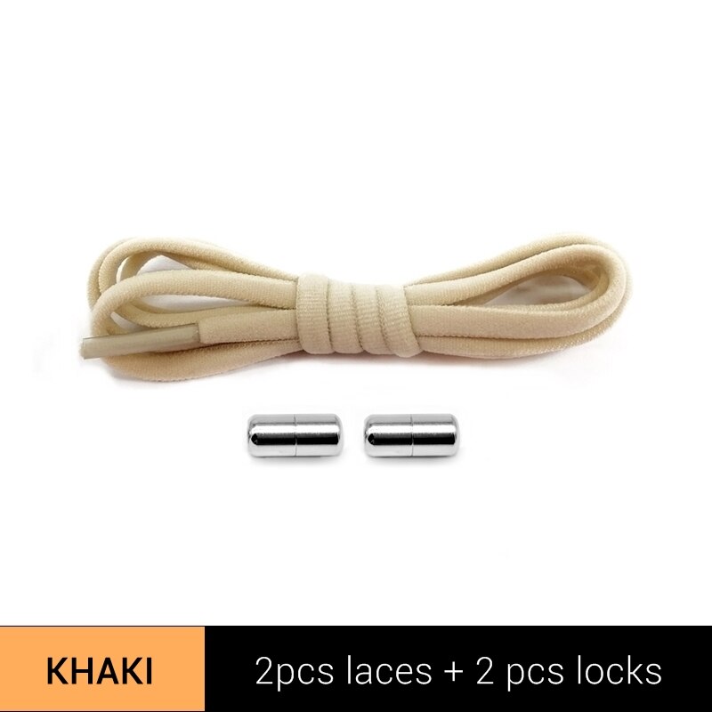Schnell Elastische Schnürsenkel Metall sperren Schnürsenkel Für freundlicher Erwachsene Turnschuhe: khaki