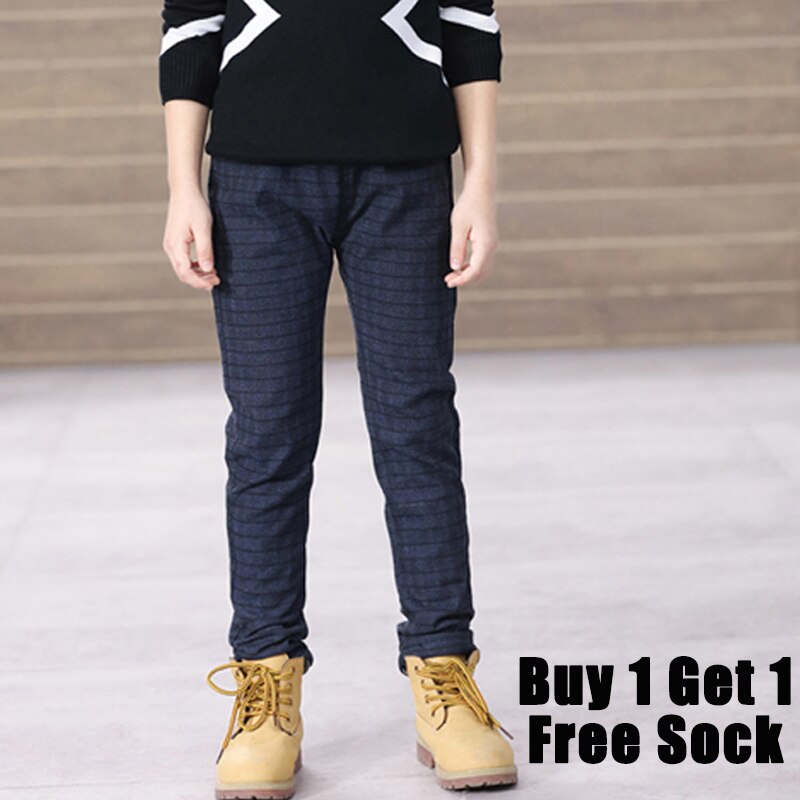 Pants for Boys Casual Trousers Boy Plaid School Pants Elastic Waist Children Full Length Trousers Big Boys Leggings