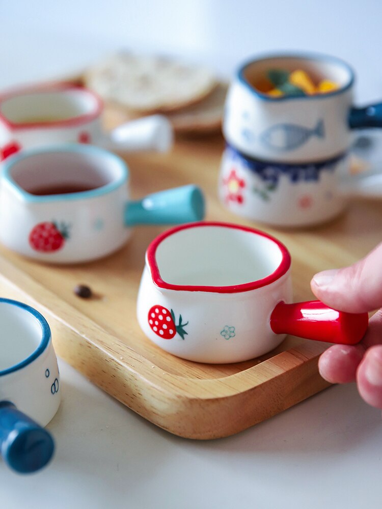 Sød japansk porcelæn lille mælkekande med hank suppeskål bøf western mad sauce bøtte håndmalet kaffe mælkedåse  la549