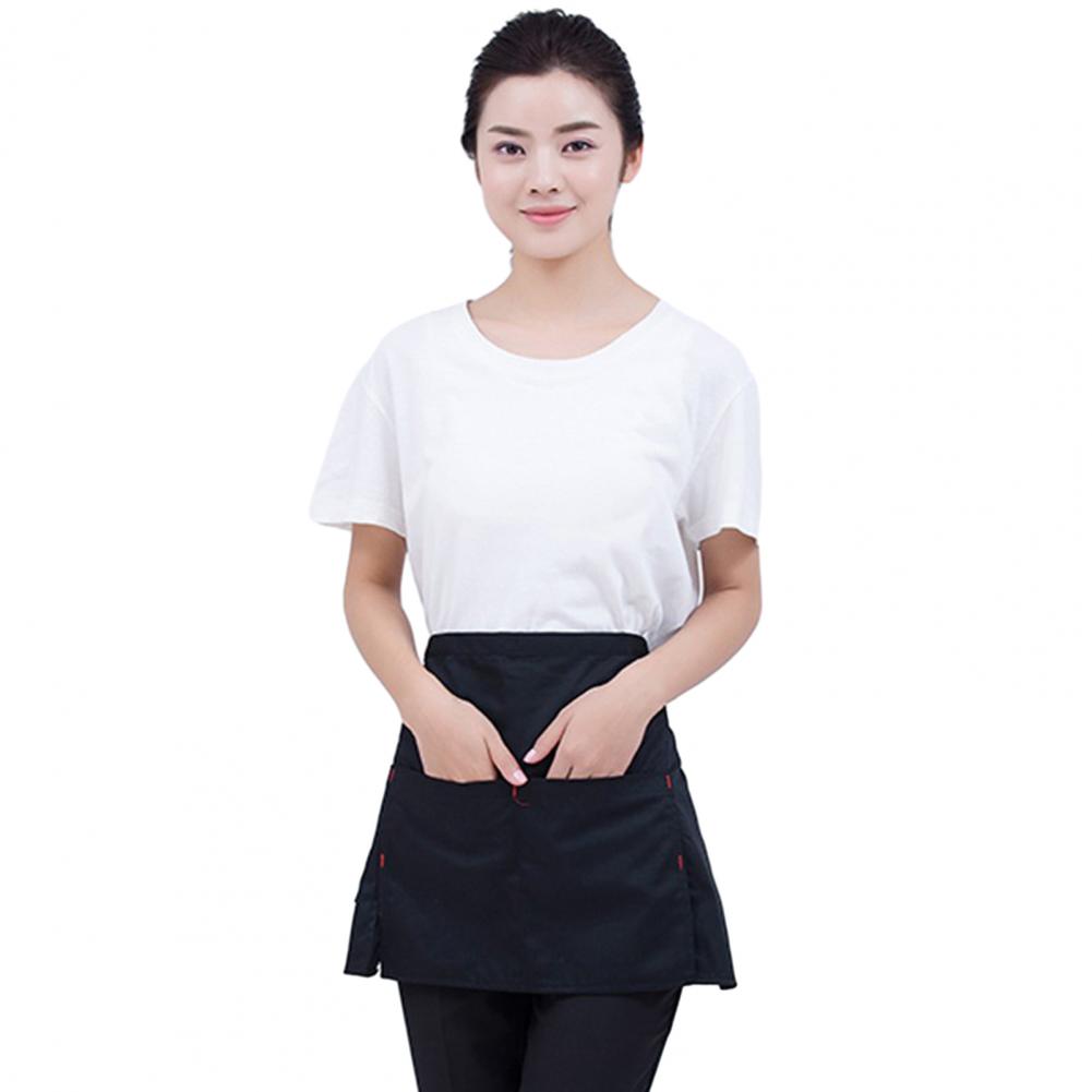 Halbschürze mit Taschen für Männer, Frauen, Erwachsene, atmungsaktive Schürze, kurz geschlitzte Schürzen, Küche, Kochschürze, Kochkostüm: WHITE