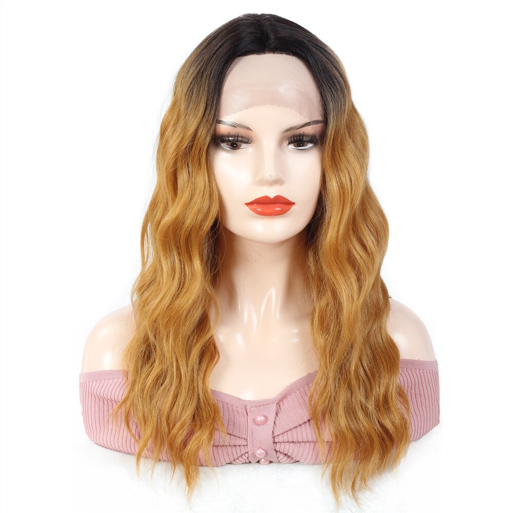 Trendy Middle Part Lace Synthetic Wig for Women High Temperature Fiber Hair X-TRESS 20 Inch Long Ombre Blonde Cosplay Daily Use: GT4-GOLD