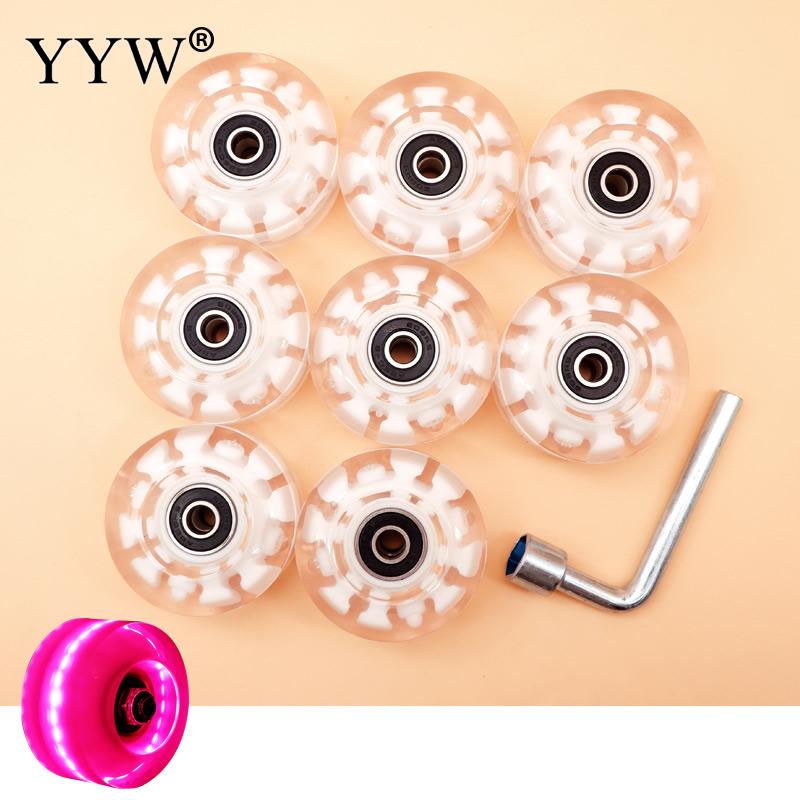 4pcs/Lot Flash Wheels PU Rubber Skate Wheels Luminated 82A Roller Skates With Ball Bearings Quad Double 2 Row Line Accessories