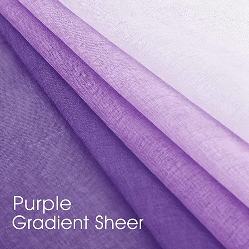 Praktische 2 Pcs Sheer Ombre Gordijnen 52X84 Inch Gradiënt Gordijnen Semi Sheer Voile Gordijnen Staaf Pocket Raam Gordijnen voor Kamer