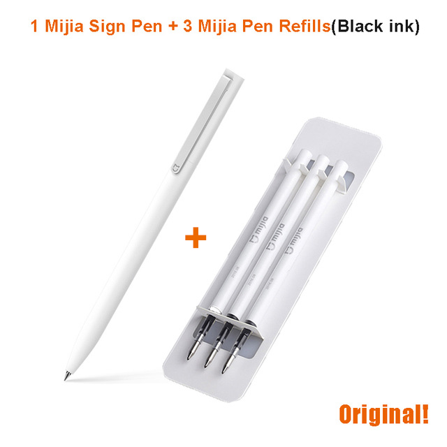 Originele Xiaomi Mijia Teken Pennen Ondertekening Pennen PREMEC Glad 9.5mm Zwitserland Refill MiKuni Japan Inkt voeg Mijia Pennen Zwart refill: 1 Pen and 3 Refills