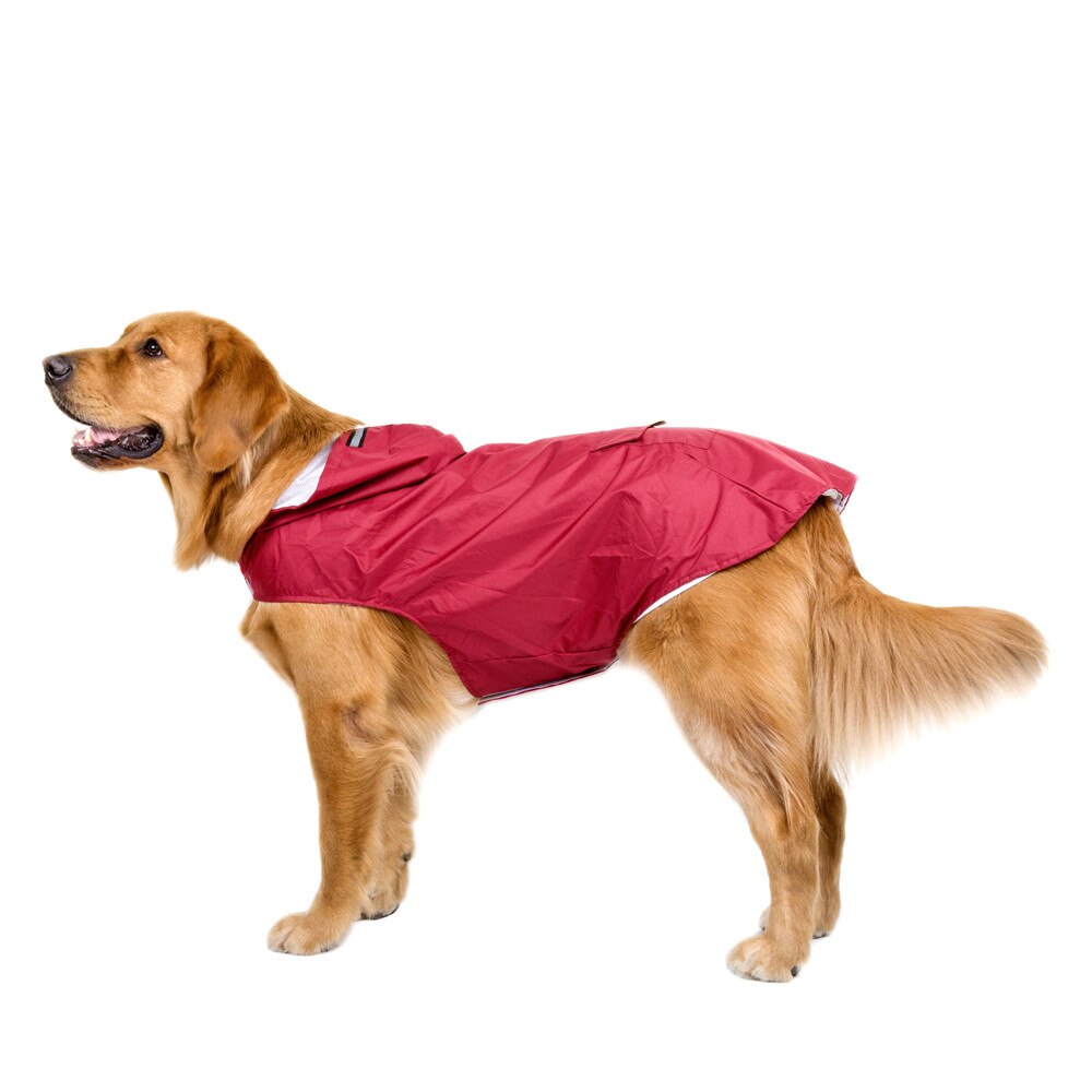 5xl/6xl utomhus sommarreflexregnrock för hund, regnkappa regnkläder med koppelhål för medelstora hundar tillbehör för husdjur: Röd / 6xl