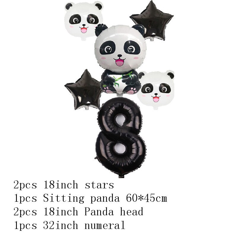 Panda Birthday Balloon Panda Banner Helium Foil Star Number Balloons Birthday Party Decoration Kids Animals Figures Aluminum: Balloon-Panda-8