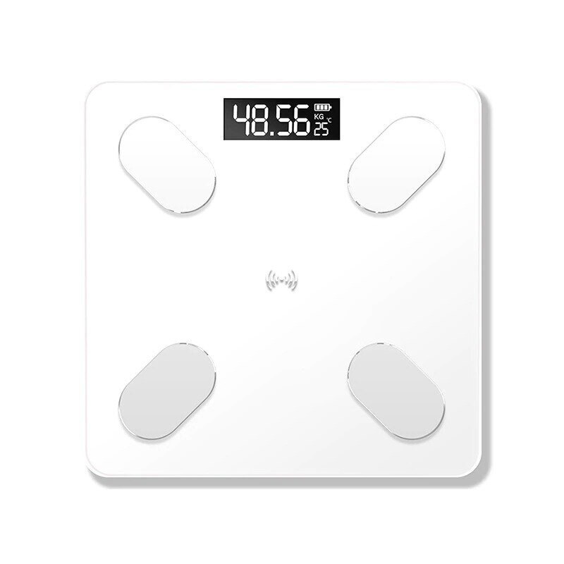 Inalámbrico báscula Balanza De peso bluetooth APP Android IOS certificación CE Escala de grasa corporal inteligente IMC escala LED Digital, cuarto de baño: White
