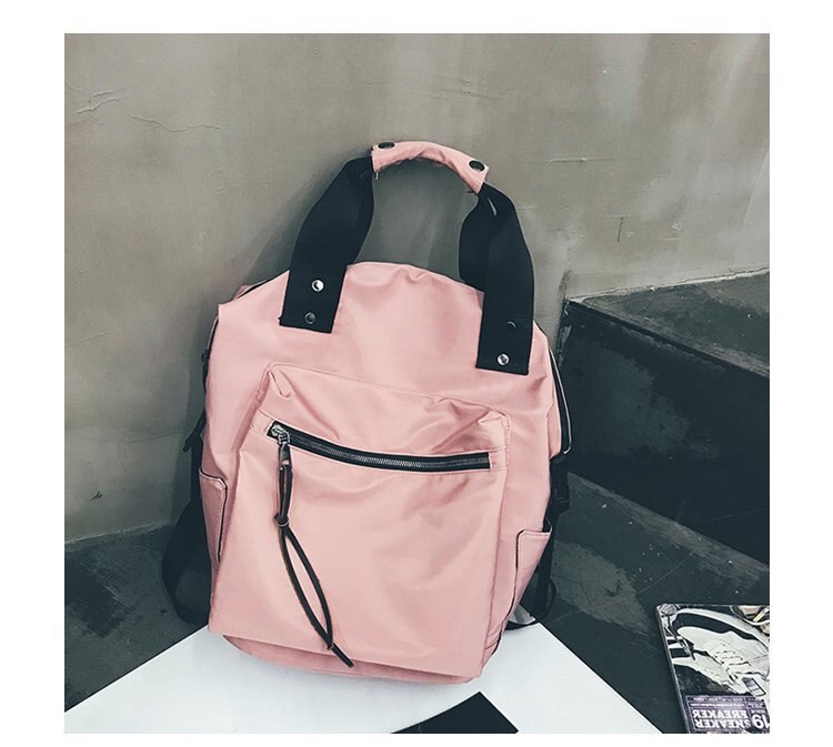 Nylon Backpack Women Casual Backpacks Ladies High Capacity Back To School Bag Teenage Girls Travel Students Mochila Bolsa: Pink