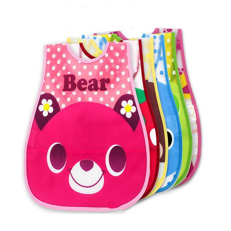 6 Stk/partij Willekeurige Kleur Baby Waterdichte Cartoon Speeksel Handdoek Slabbetjes 1-3 Jaar