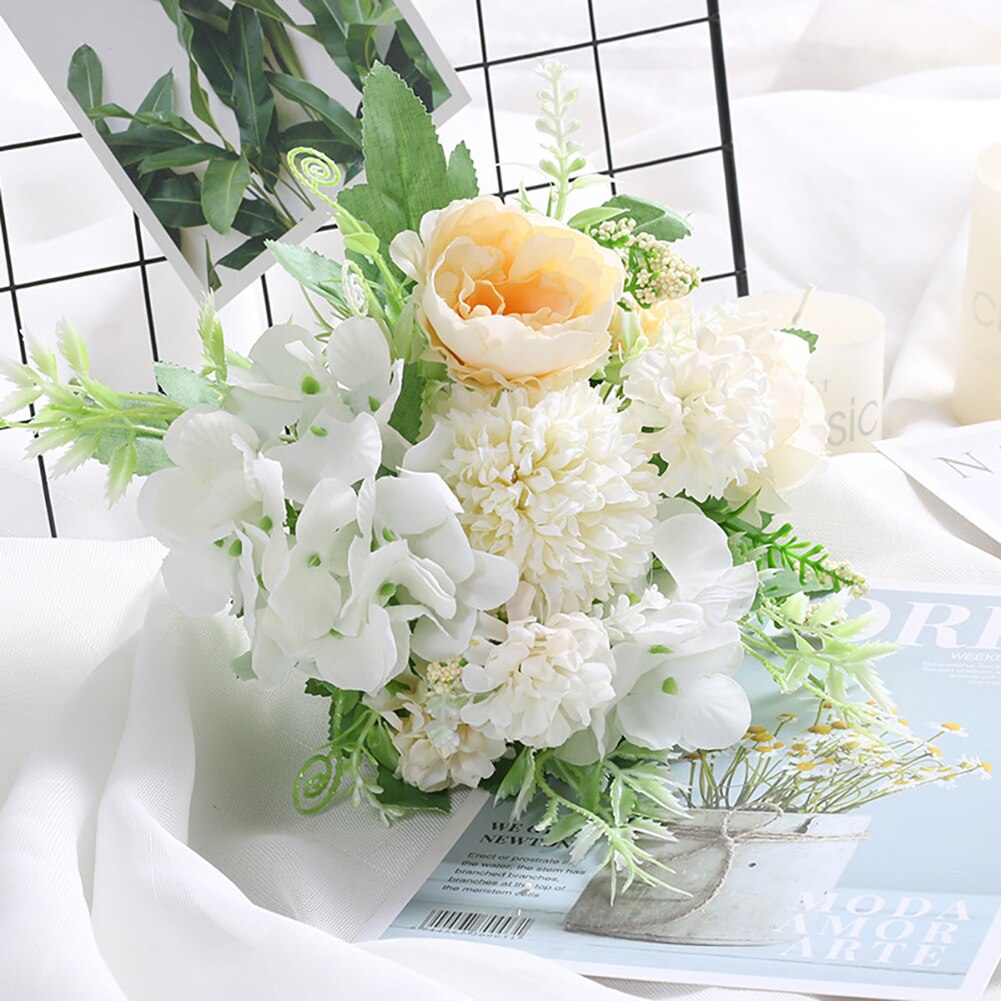 Ins flores artificiais de alta qualidade, decoração para casa, flores peônia branca, buquê de decoração, acessórios de fundo