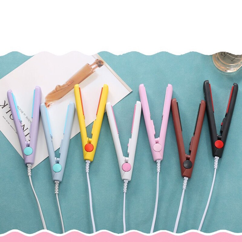 Mini Hair Curler 2 in 1 Hair Straightener Ceramic Electronic Fast Heating Straightening Iron&Curling Iron Styling Tool Dry & Wet