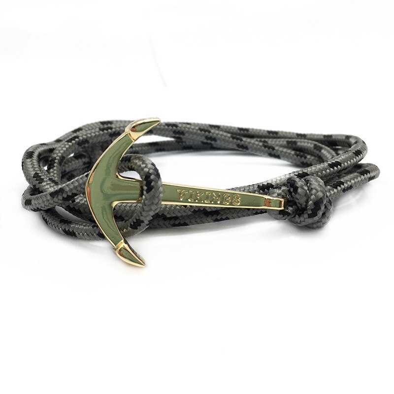 Retro Vikings Bracelet For Men Women Popular Male Multilayer Wrap Bangle Gold Color Handmade Anchor Bracelets SL017: 18