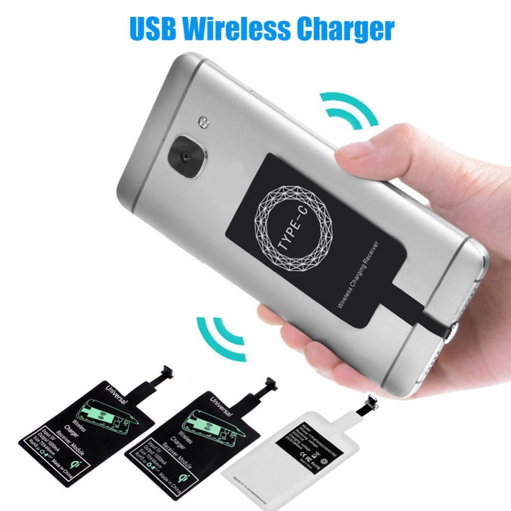 Receptor de carga inalámbrica Qi, Micro USB tipo C, adaptador de cargador inalámbrico rápido Universal para Samsung, Huawei, iPhone y Xiaomi