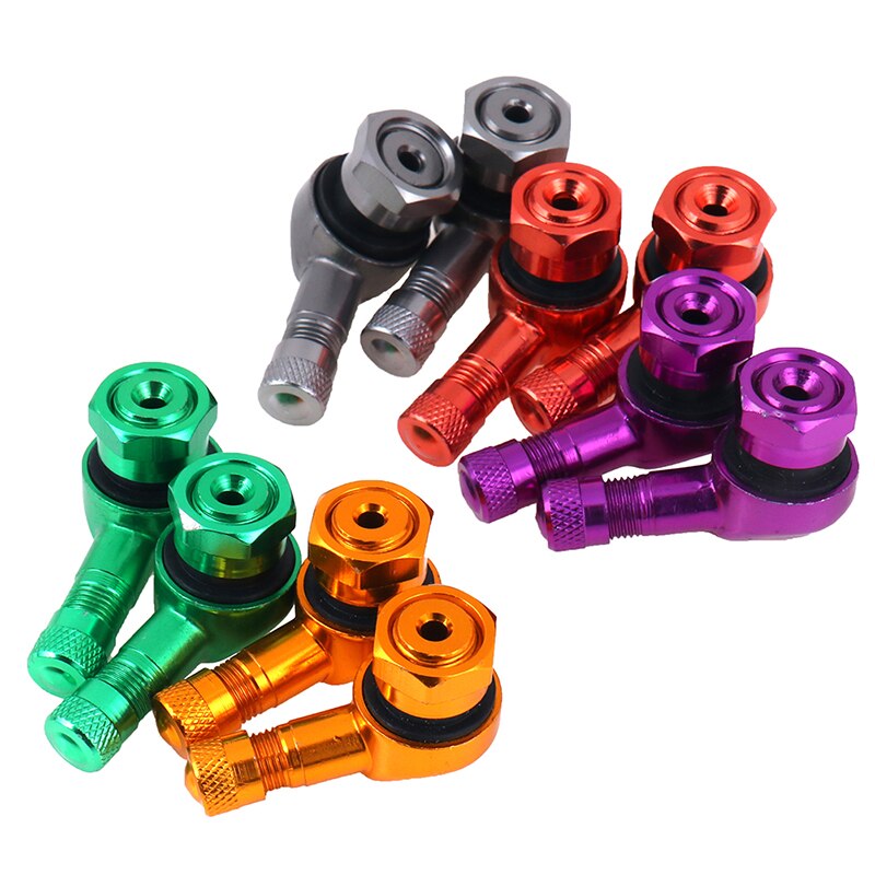 2pcs 90 Degree Angle CNC Aluminum Valve Stem Motorcycle Wheel Tire Tubeless Valve Stems for 10mm 11.3mm Rim Wheel Parts