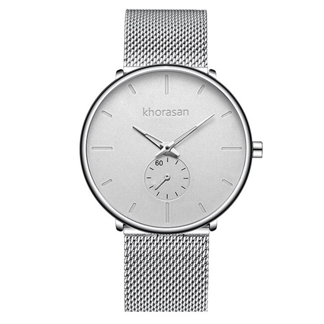 Minimalistiske herre casual ure til mænd business ur mandlige rustfrit stål mesh bælte simpelt kvarts ur reloj hombre: M sølvhvid