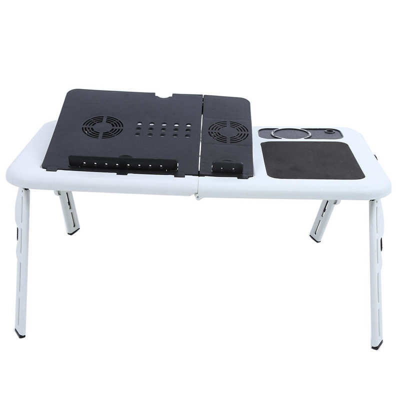 Laptop Tafel Notebook Bureau Vouwen Draagbare Auto Slaapbank Bureau Stand Tafel Tray Cool Fan Computer Bureau: WHITE