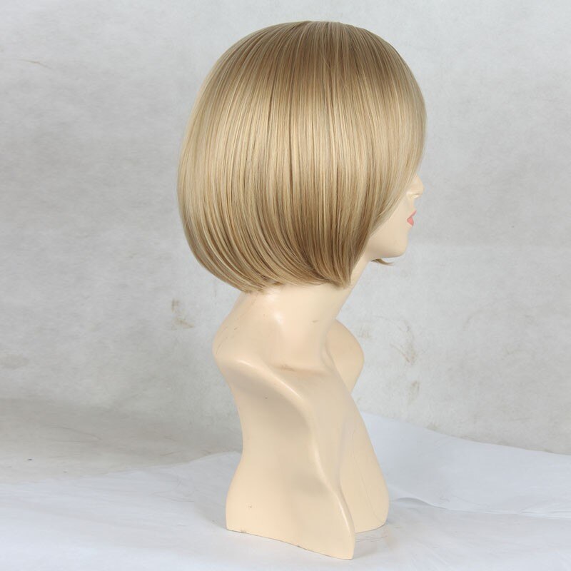 Synthetische Pruik Rechte Bob Hair Cut Met Pony Hittebestendige Side Deel Blonde vrouwen Capless Natuurlijke Pruiken Korte Womens haar