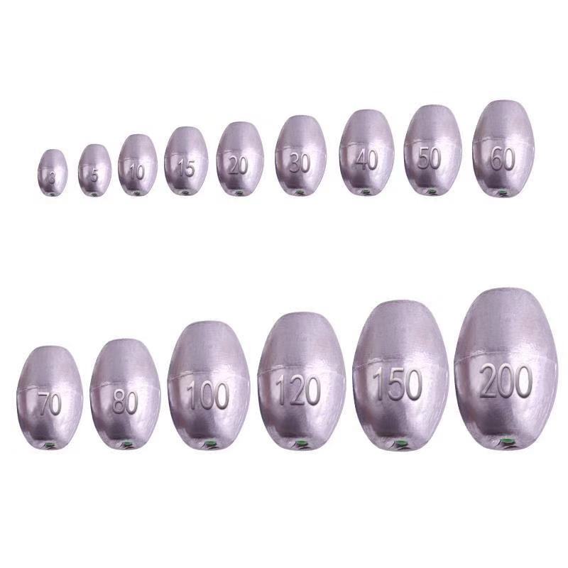plomb plombs 10g-100g pêche Olive forme plate-forme plombs pêche plomb poids fendu tir coulant appât crochet attirail