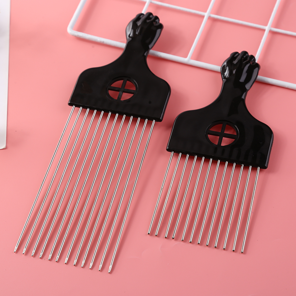 Salon Use Black Metal African American Pick Hair Wide Teeth Combs Afro Hair Comb For Hairdressing Styling Tool