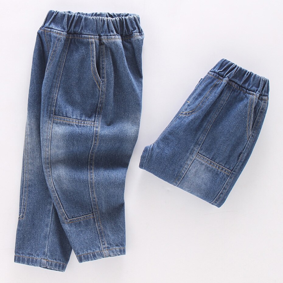 Drenge jeans patchwork småbørn pige jeans efterår vinter jeans til børn piger afslappet stil små børn baby dreng pige denim tøj