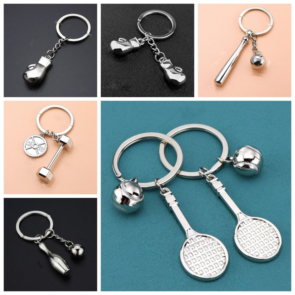 Boxing glove fitness keychain baseball barbell dumbbell fitness equipment keychain strength sports alloy baseball keychain