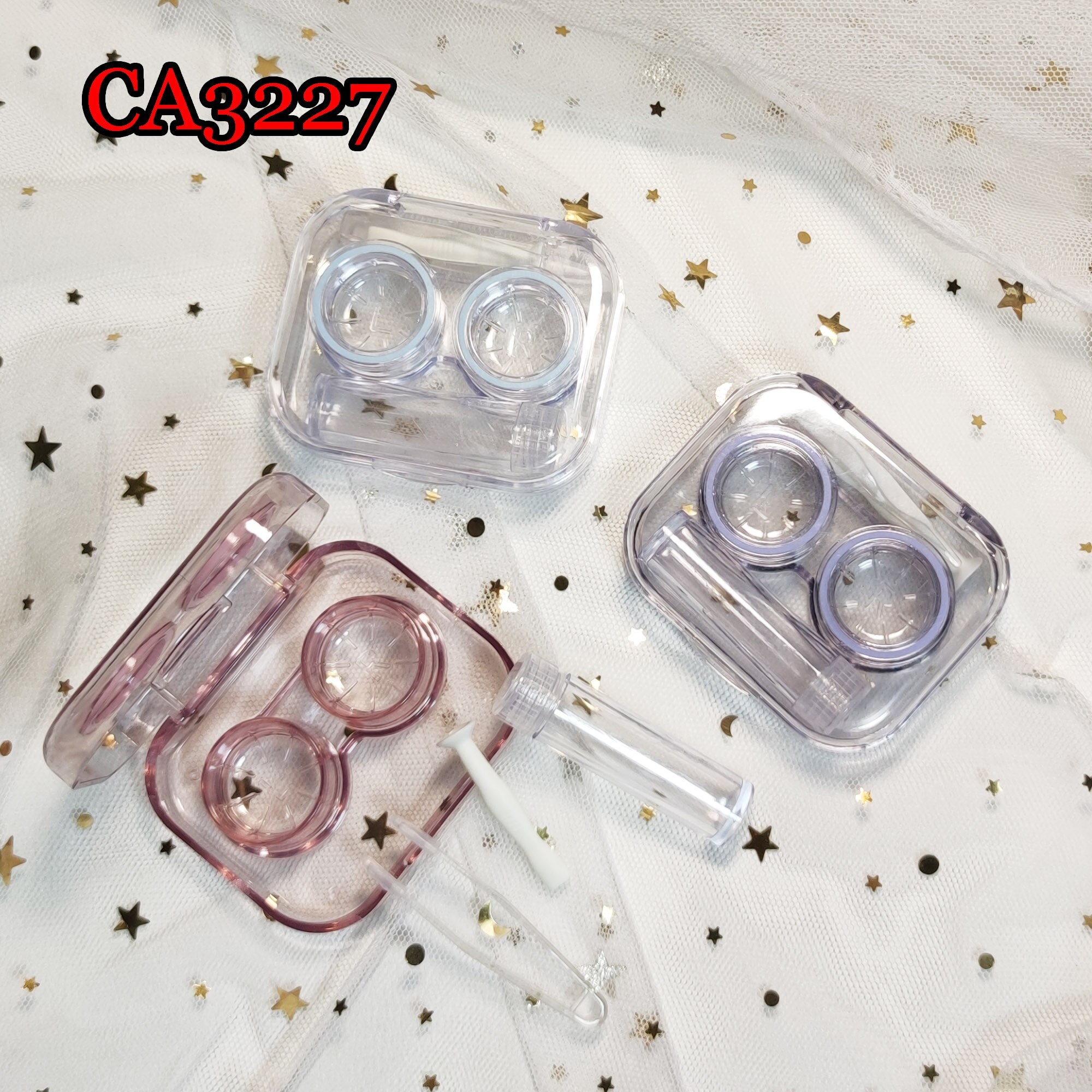Clear Pocket Contact Lens Cases one body Convenient Travel Kits Container For Outdoor CA3227