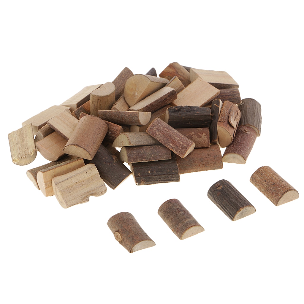 50 pçs madeira inacabada metade corte log fatias blocos de madeira forma para diy artesanato