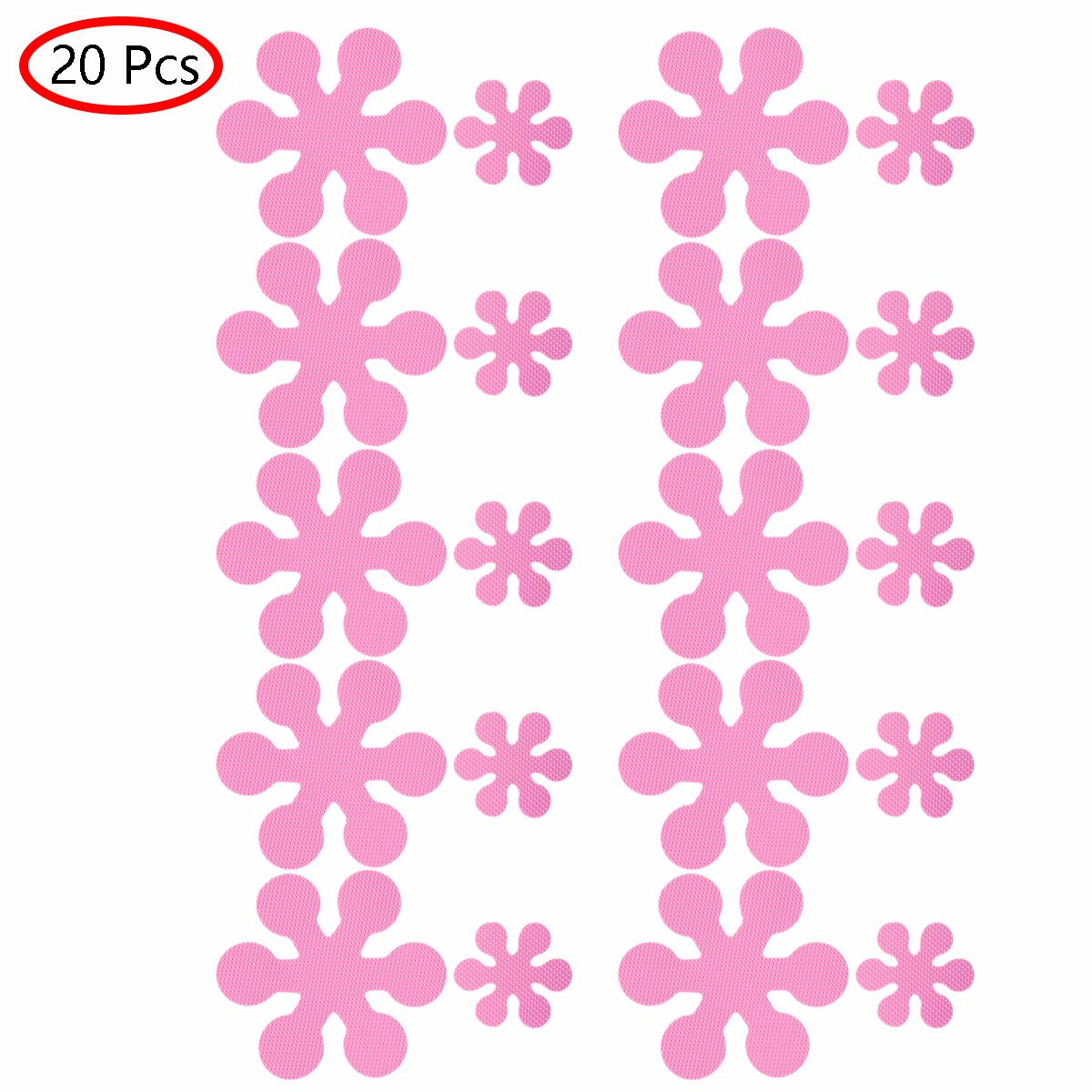 20 bloemvormige badstickers, zelfklevende antislip bad- en douchestickers, antislip badkamer, beschermende veiligheidsbaden, vloeren en treden.: Roze