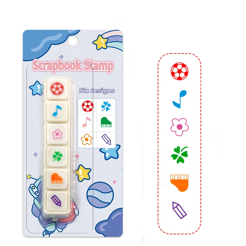 Sellos de almohadilla de tinta de prensa para niños, sellos de recompensa de tinta automática Kawaii, sello para incentivar, manualidades, papelería coreana, suministros de oficina, 6 diseños