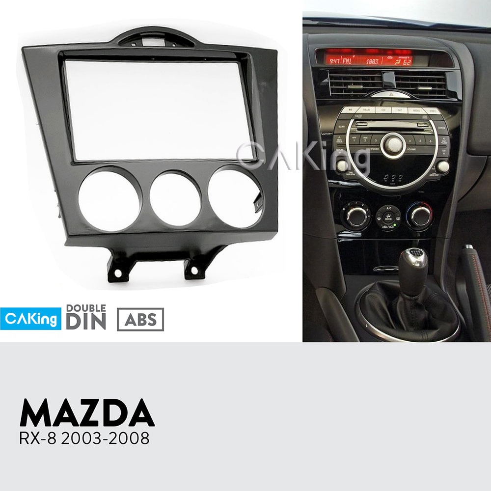 Double Din Car Fascia Radio Panel for 2003 Mazda RX-8 RX8 Dash Kit Install Facia Plate Adapter Cover Bezel Trim Console