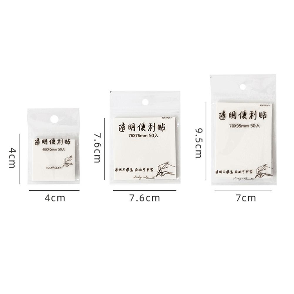 50 Sheets/pack Of Transparent Notepad Waterproof Sticky Notes Note Paper Daily To-do List Paper Memo Stickers Student Stationery