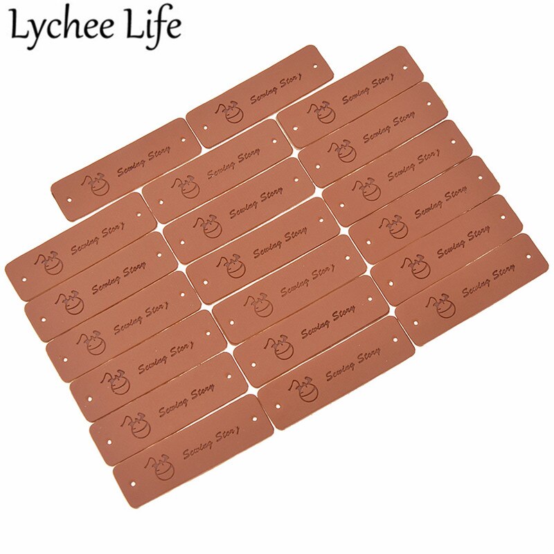 Lychee Leven Handgemaakte Lederen Labels 20Pcs Brief Print Label Diy Kleding Naaien Doek Stof Wasbaar Levert Accessoires