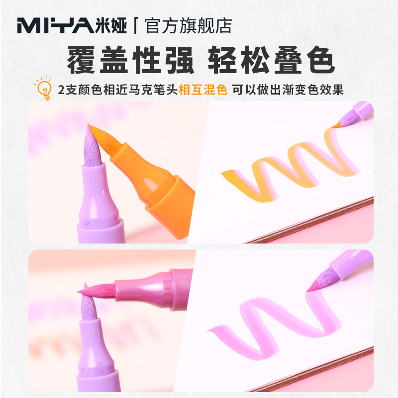 Miya pisaki akrylowe, markery z podwójną końcówką z końcówką pędzla i cienką końcówką 12/24/36/48 kolorów rysunek DIY rzemiosło dokonywanie dostaw sztuki