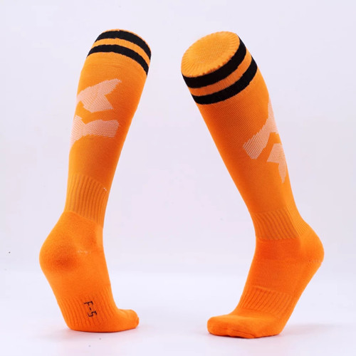 Kinder Erwachsene Fußball Socken Jungen Fußball kinder Oben Knie Plain Socken Lange Fußball Strümpfe Männer Über Knie Hohe Socken baseball: Orange / Kids size