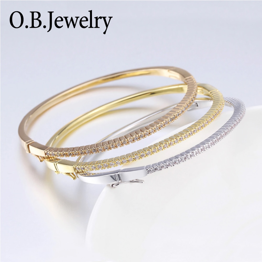 Jin & Ju Rose Gold Bangle Wit Aa Cubic Zircon Mode-sieraden Met Gold Plating Armbanden Armbanden Voor Vrouwen