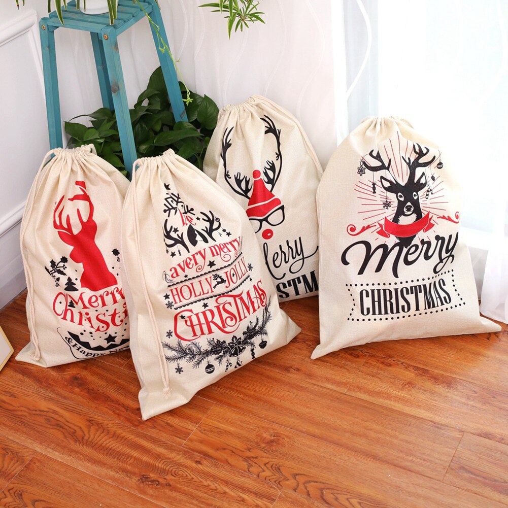 Weihnachten Wiederverwendbare Einkaufstasche unisex Faltbare Baumwolle Stoff Lebensmittel Taschen Kordelzug Lagerung Tasche Reise Paket Tasche für Gi