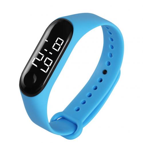 M3 Children Solid Color Adjustable Strap LED Digital Electronic Wrist Watch: Sky Blue