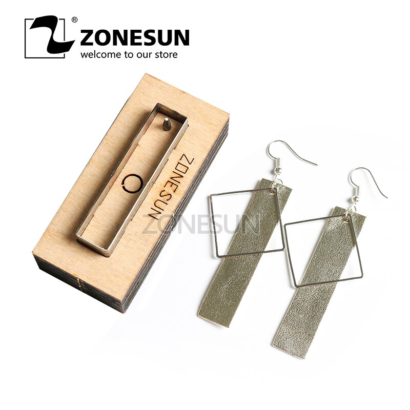 ZONESUN, pendiente de cuero, troquel de corte, forma rectangular, Arte de papel, herramienta de decoración de cuero para troqueladora, corte artesanal DIY