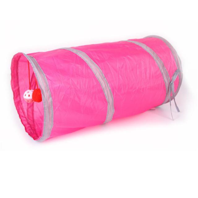 Pet Tunnel Game Cat Color Camouflage Tunnel Funny Cat Long Tunnel Kitten Play Toy Foldable Big Cat Toys Game Tunnel 50x25cm: Pink
