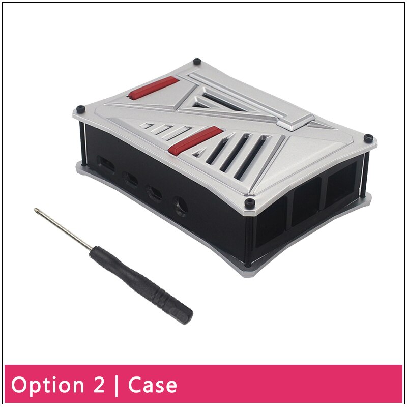 Raspberry Pi 4 Model B ABS Case Silver Gray Plastic Shell Box Optional Dual Cooling Fan SD Card Power Adapter for Raspberry Pi 4: Option 2