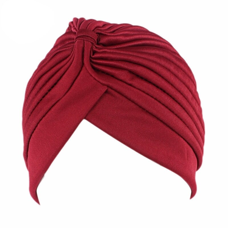 Vanlig fast hår lokk turban hode pakke inn bånd lue bandana hår lokk sove natt lokk hår styling tilbehør dame kvinner til: Burgunder