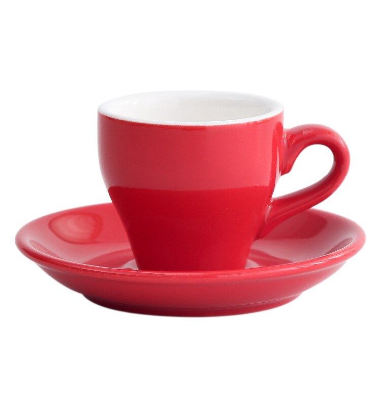 Godteri farge ekspresso kopp og tallerken fargerike 80ml kaffesett italienske amerikanske kaffekopper: Rød