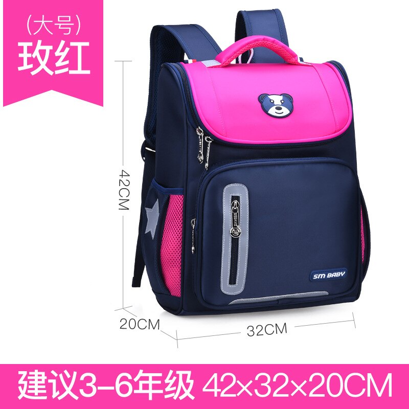 Kinderen Schooltassen Jongens Meisjes Kids Orthopedische School Rugzakken Kids Schooltas Waterdichte Rugzakken Primary School Terug Pack: large rose red