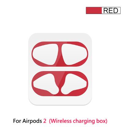 Dust-proof Dust Guard Sticker for Airpods 1 2 Metal Skin Protective Sticker for AirPods 1 Earphone Charging Box Case Cover Shell: Red for wireless