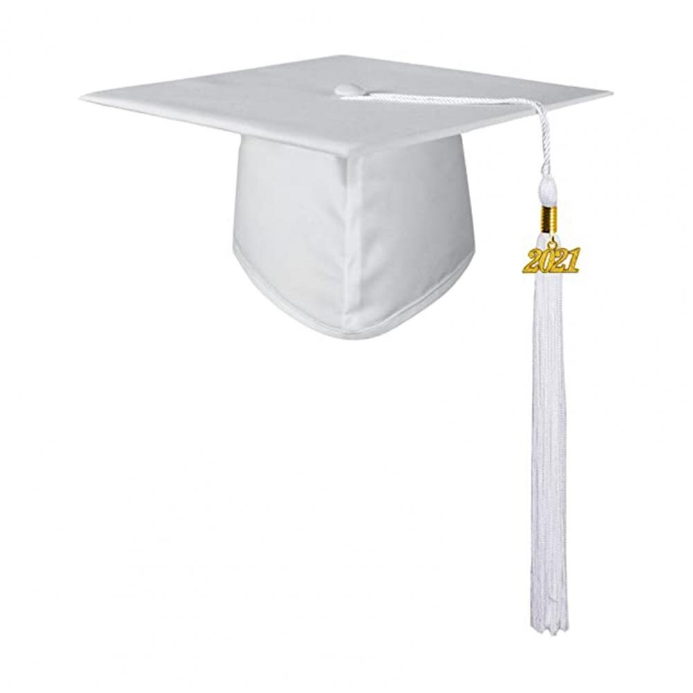 Afstuderen Hoed Unisex Decoratieve Polyester Volwassen Afstuderen Kwastje Cap Voor Bachelor: WHITE
