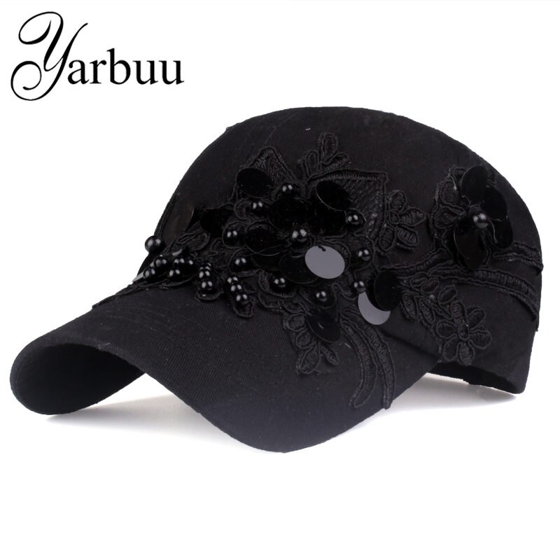 [yarbuu]merk pet stijl baseball pet voor vrouwen kralen bloem katoenen pet hiphop meisjes snapback hoed