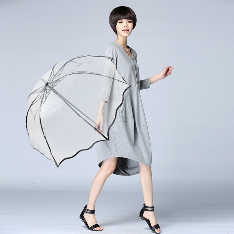 Paraguas de Rosa bonita transparente paraguas plegable de Japón para mujer paraguas de lluvia para mujer paraploie de encaje parasol ropa de lluvia femenina