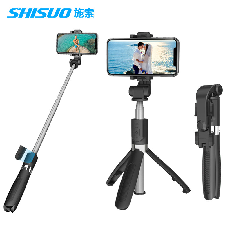 Produkter  l01s udtrækbar trådløs fjernbetjening i ét stykke mobiltelefon bluetooth selfie stick mini stativ selfie stick