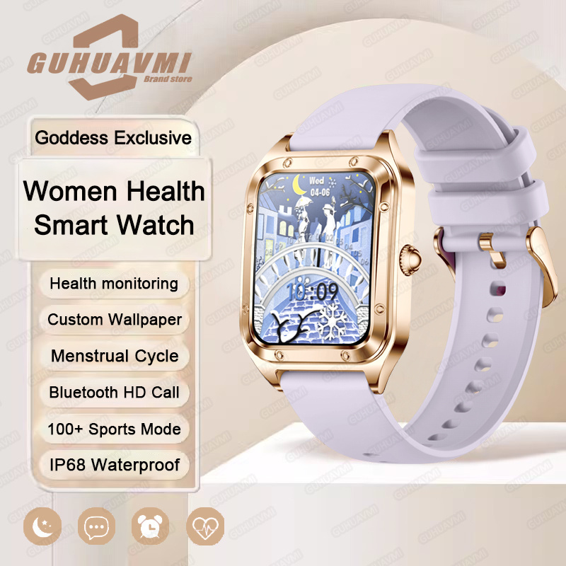 Reloj inteligente ultrafino de lujo para mujer, pantalla completamente táctil, frecuencia cardíaca, resistente al agua, rastreador de actividad/deporte, 2024: Verde